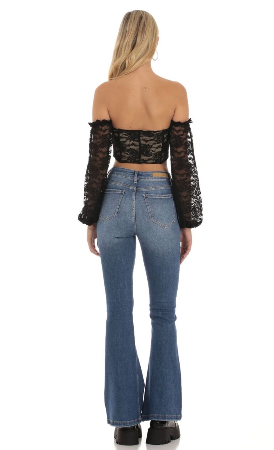 Clothing LUCY IN THE SKY | Chaya Corset Lace Top In Black | Lucy In The Sky