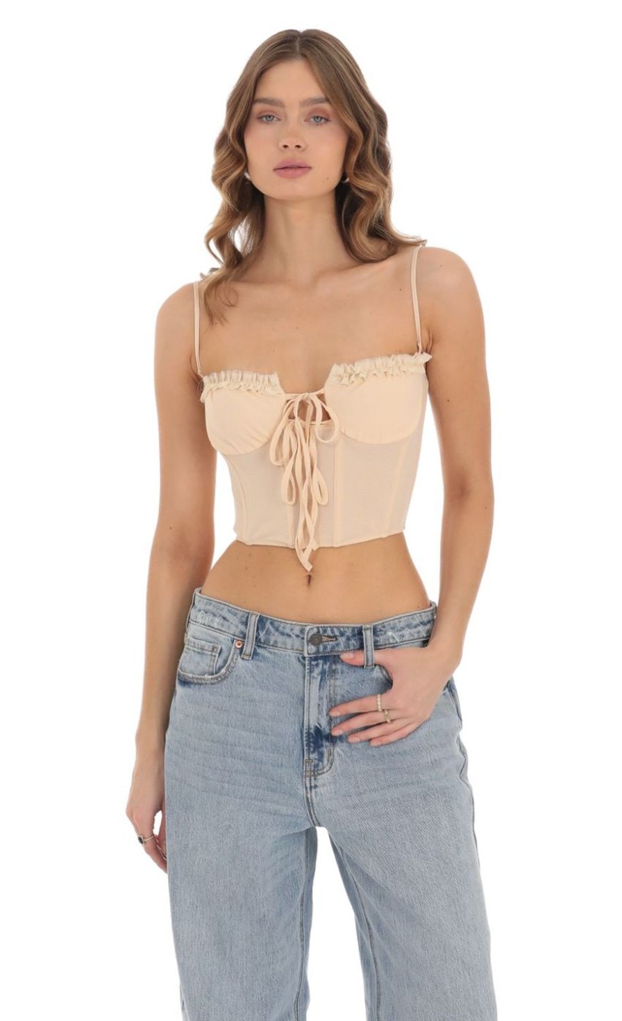 Clothing LUCY IN THE SKY | Corset Bralette Top In Nude | Lucy In The Sky