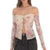 Clothing LUCY IN THE SKY | Floral Off Shoulder Top In Cream | Lucy In The Sky