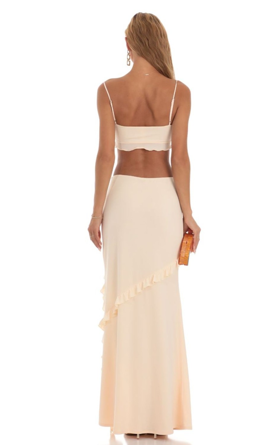 Clothing LUCY IN THE SKY | Nouria Ruffle Two Piece Set In Light Peach | Lucy In The Sky