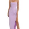 Clothing LUCY IN THE SKY | Calla Rhinestone Strap Ruched Maxi Dress In Lilac | Lucy In The Sky