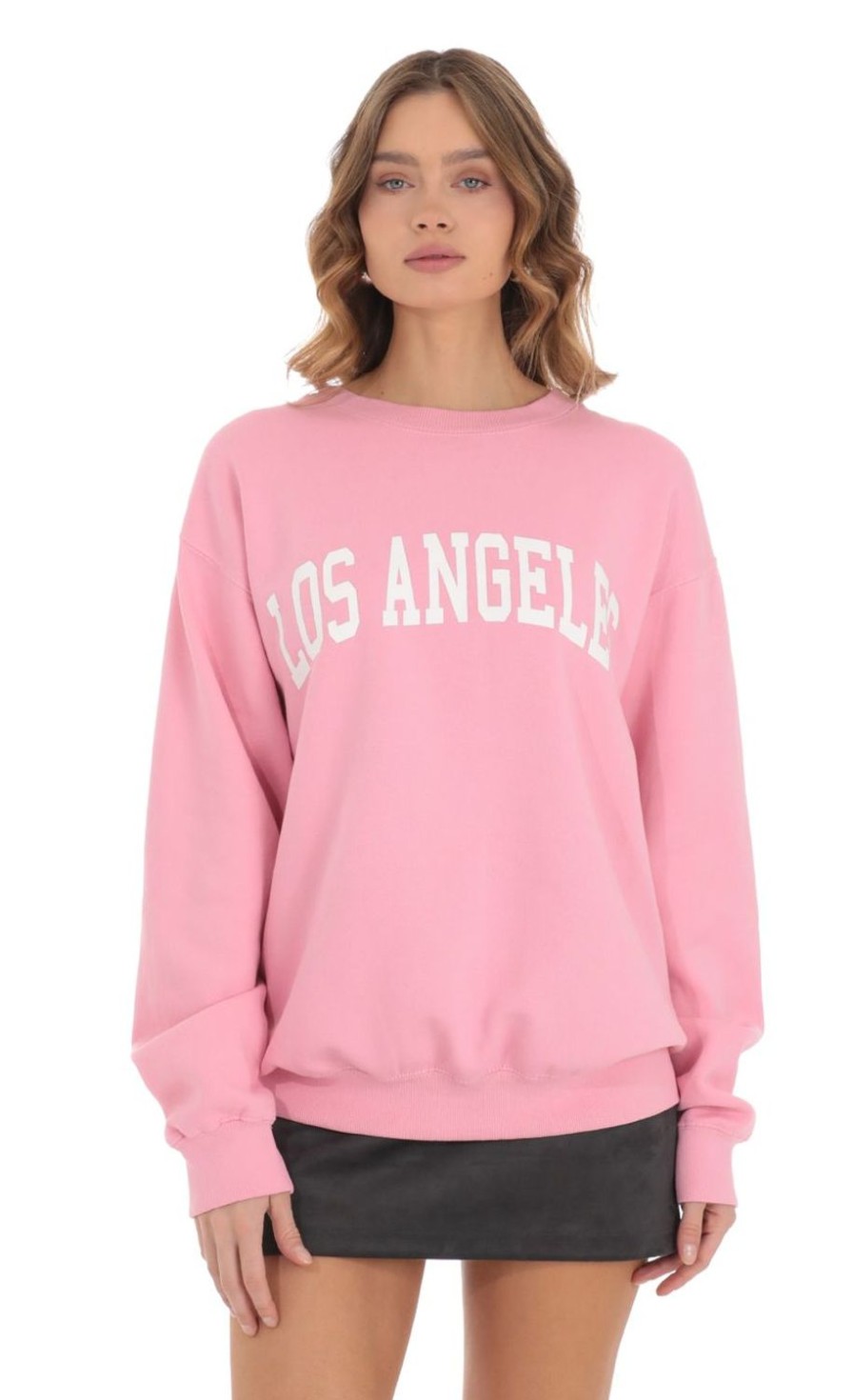 Clothing LUCY IN THE SKY | Los Angeles Crewneck In Pink | Lucy In The Sky