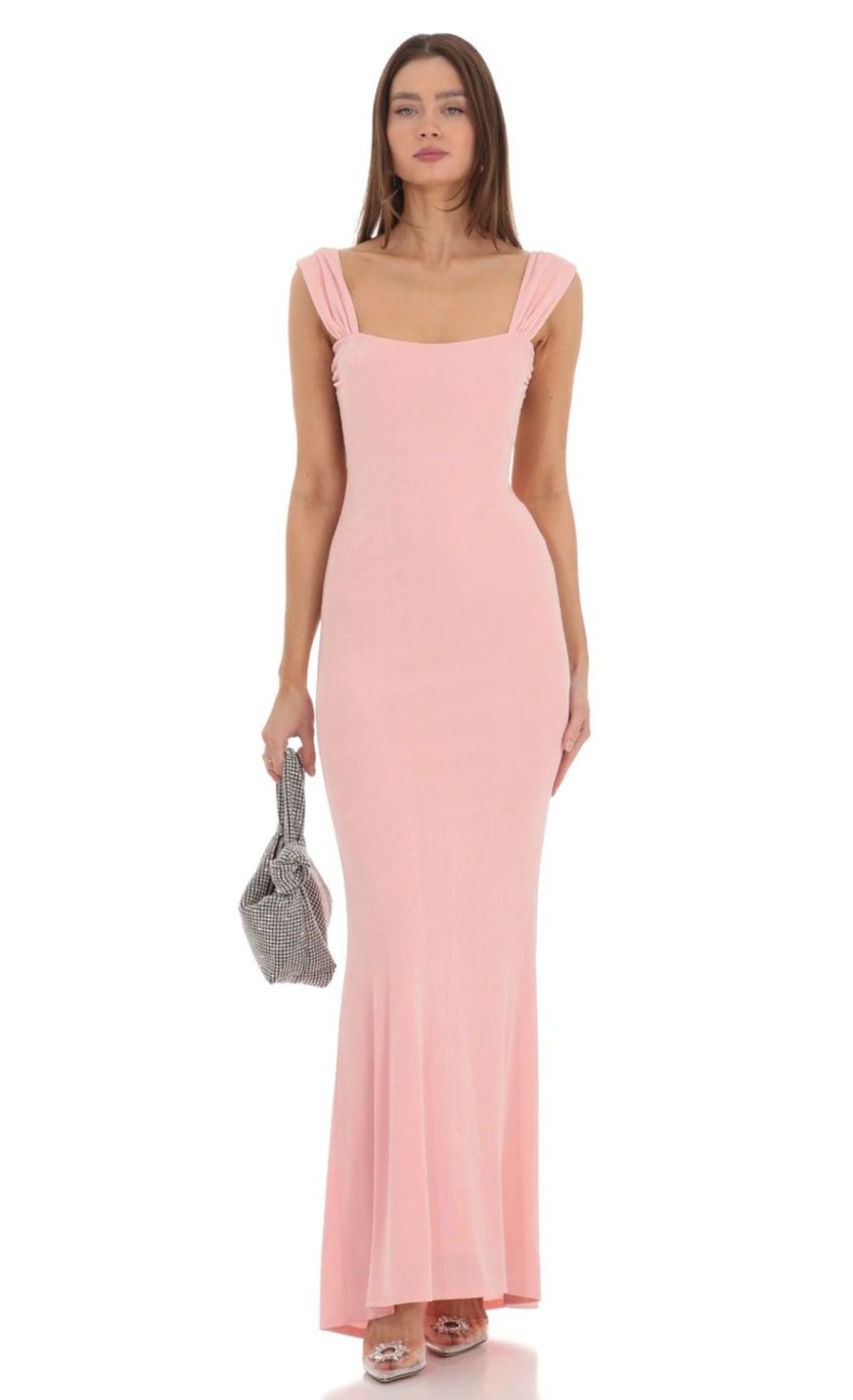 Clothing LUCY IN THE SKY | Open Back Maxi Dress In Pink | Lucy In The Sky