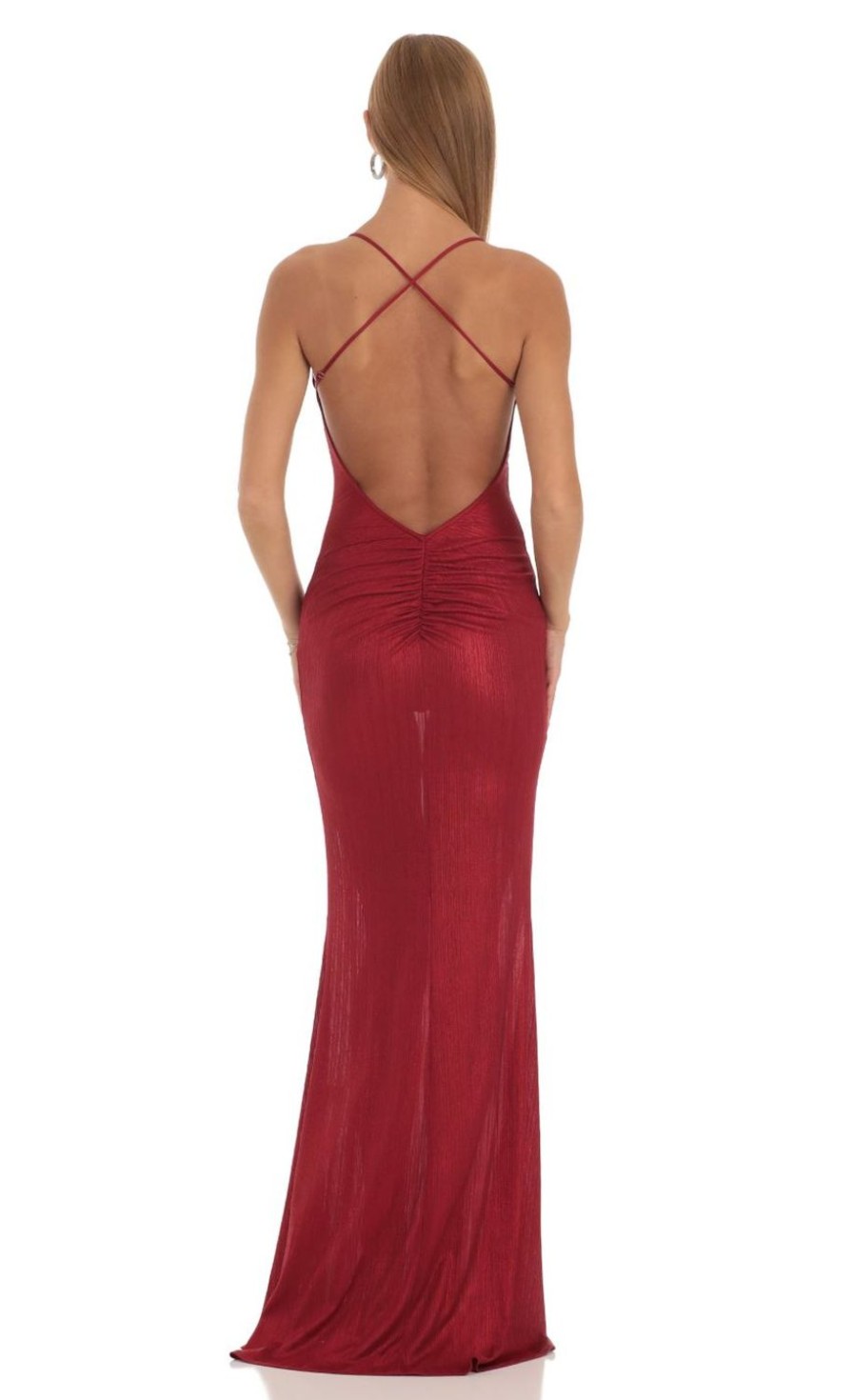 Clothing LUCY IN THE SKY | Troian Open Back Maxi Dress In Red | Lucy In The Sky