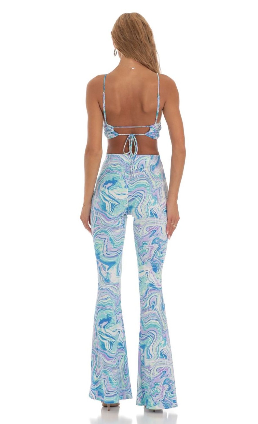 Clothing LUCY IN THE SKY | Reagan Swirl Two Piece Set In Blue | Lucy In The Sky