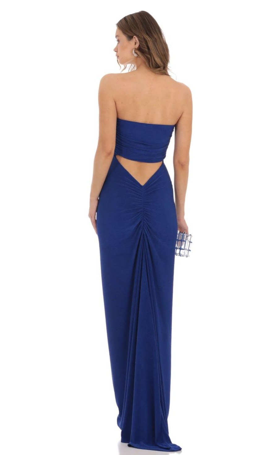 Clothing LUCY IN THE SKY | Corset Strapless Maxi Dress In Blue | Lucy In The Sky