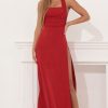 Clothing LUCY IN THE SKY | Celestina Maxi Dress In Red Shimmer | Lucy In The Sky