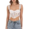 Clothing LUCY IN THE SKY | Lace Corset Bralette Top In White | Lucy In The Sky