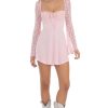 Clothing LUCY IN THE SKY | Lace Bell Sleeve Dress Pink | Lucy In The Sky