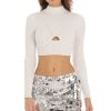 Clothing LUCY IN THE SKY | Doriana Knit Crop Top In White | Lucy In The Sky