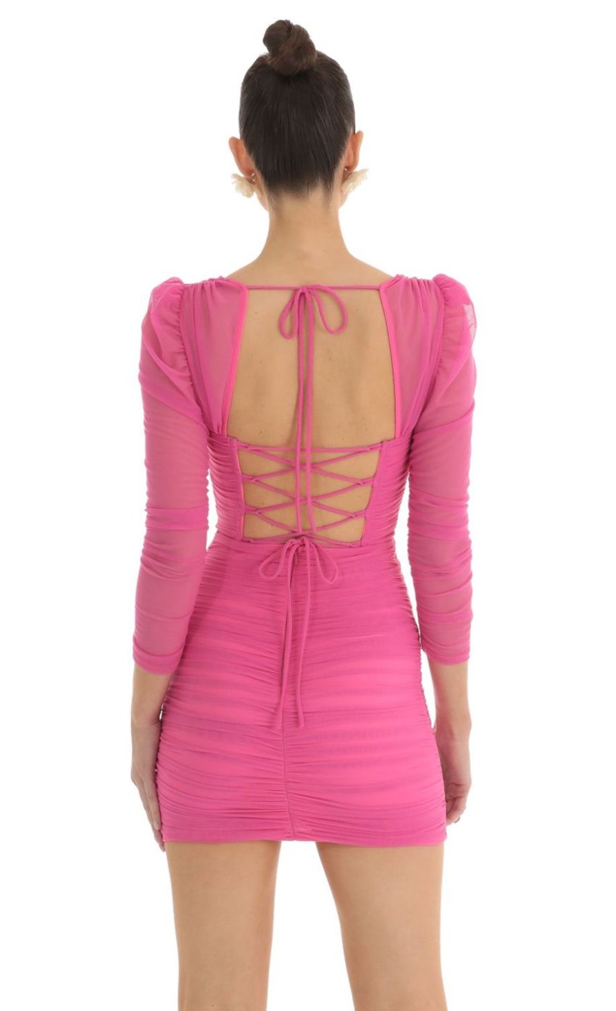 Clothing LUCY IN THE SKY | Dharma Mesh Corset Dress In Pink | Lucy In The Sky