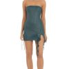 Clothing LUCY IN THE SKY | Virlen Shimmer Strapless Tassel Dress In Teal | Lucy In The Sky