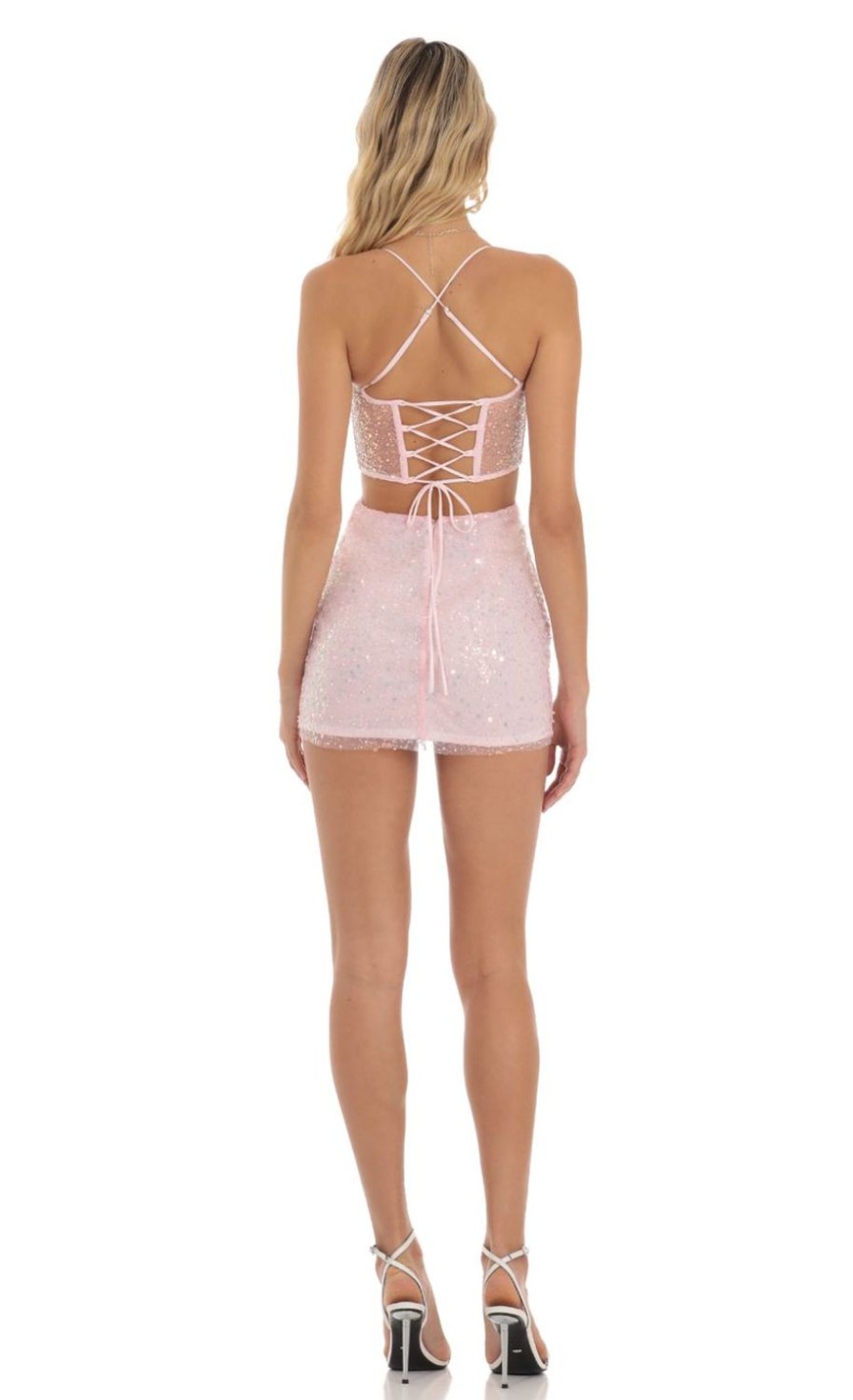 Clothing LUCY IN THE SKY | Imperial Sequin Corset Dress In Pink | Lucy In The Sky