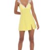 Clothing LUCY IN THE SKY | Lace Strap V-Neck Dress In Yellow | Lucy In The Sky