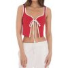 Clothing LUCY IN THE SKY | Front Tie Top In Red | Lucy In The Sky