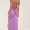 Clothing LUCY IN THE SKY | Pika Ruched Open Back Maxi Dress In Purple | Lucy In The Sky