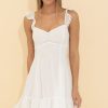 Clothing LUCY IN THE SKY | Cindi Dotted Chiffon A-Line Dress In White | Lucy In The Sky