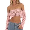 Clothing LUCY IN THE SKY | Indiana Crochet Off Shoulder Two Piece Bikini Set In Pink | Lucy In The Sky