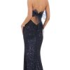 Clothing LUCY IN THE SKY | Sequin Strapless Maxi Dress In Navy | Lucy In The Sky