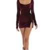 Clothing LUCY IN THE SKY | Annya Velvet Shimmer Dress In Wine | Lucy In The Sky