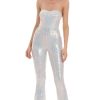 Clothing LUCY IN THE SKY | Two Piece Strapless Iridescent Sequin Jumpsuit In White | Lucy In The Sky