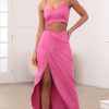 Clothing LUCY IN THE SKY | Sicily Maxi Set In Hot Pink Suede | Lucy In The Sky