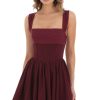 Clothing LUCY IN THE SKY | Mesh Draped Corset Dress In Burgundy | Lucy In The Sky