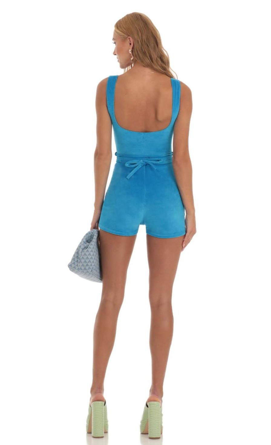 Clothing LUCY IN THE SKY | Vinca Cutout Romper In Blue | Lucy In The Sky