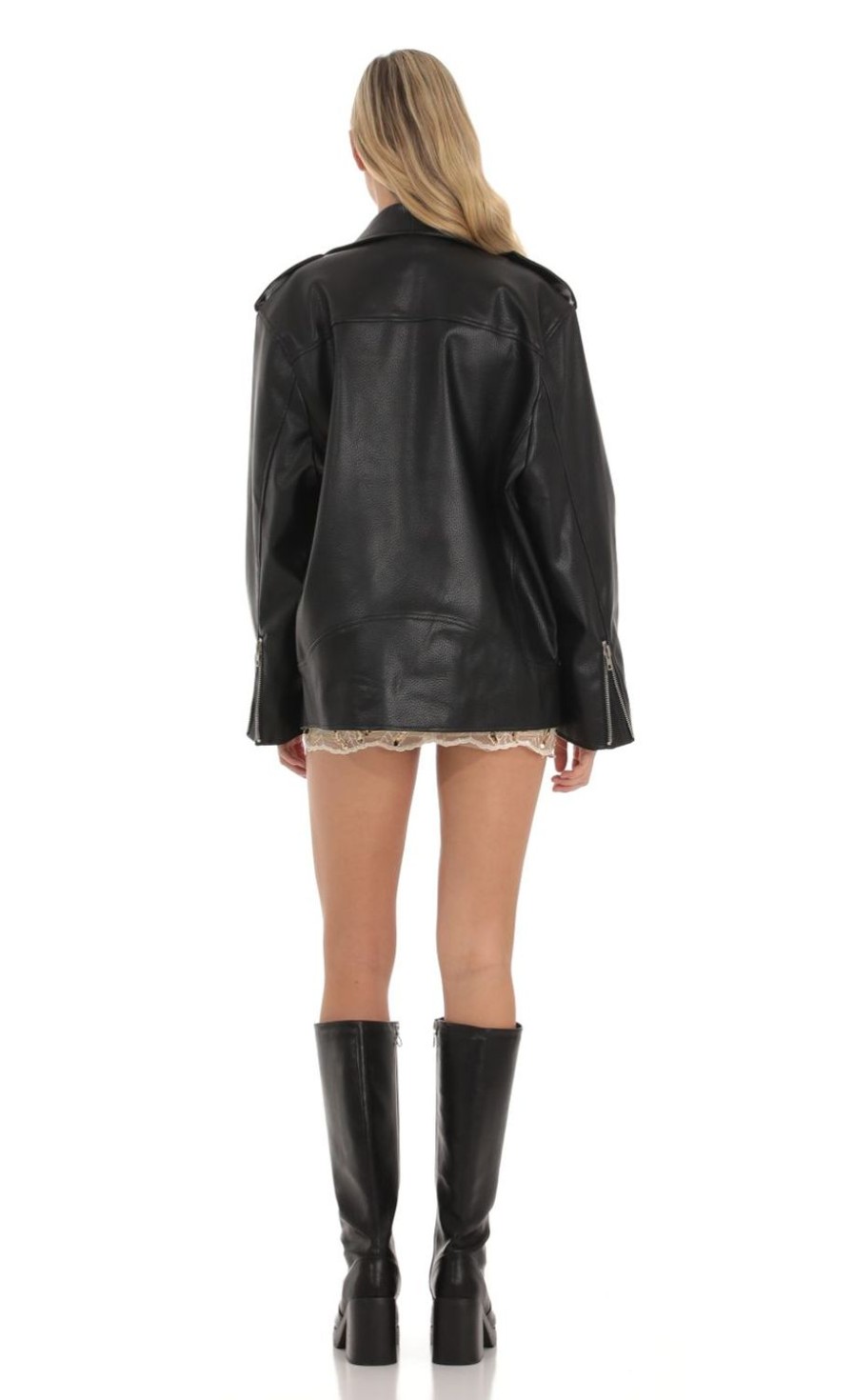 Clothing LUCY IN THE SKY | Analia Oversized Moto Jacket In Black | Lucy In The Sky