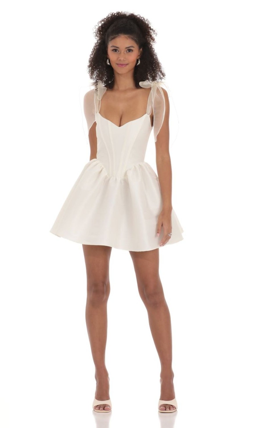 Clothing LUCY IN THE SKY | Corset Fit And Flare Dress In White | Lucy In The Sky