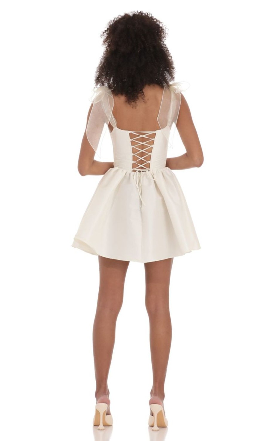 Clothing LUCY IN THE SKY | Corset Fit And Flare Dress In White | Lucy In The Sky