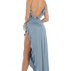 Clothing LUCY IN THE SKY | Ruffle Open Back Dress In Slate Blue | Lucy In The Sky