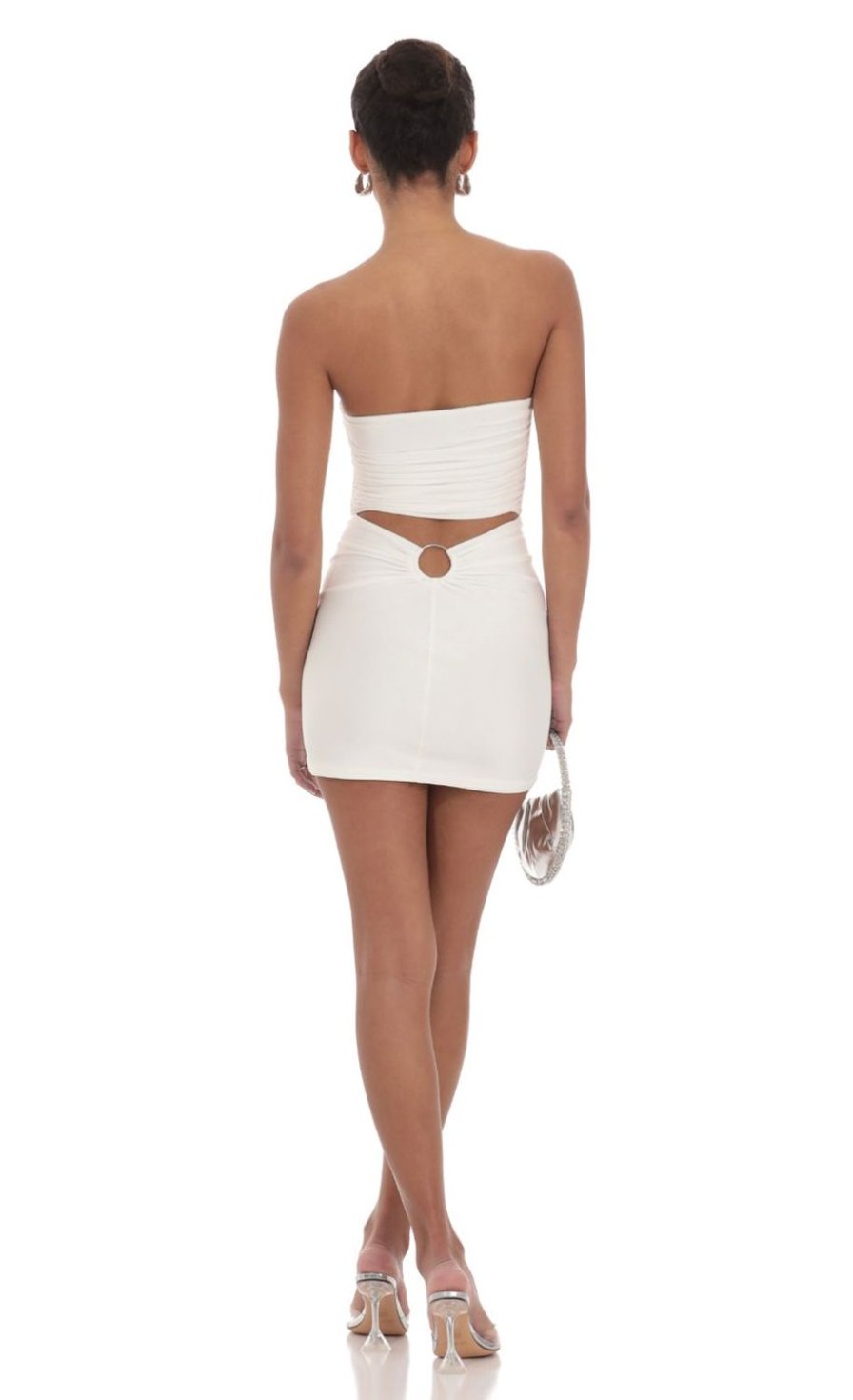 Clothing LUCY IN THE SKY | Back Cutout Strapless Dress In White | Lucy In The Sky