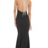 Clothing LUCY IN THE SKY | Mock Neck Bow Maxi Dress In Black | Lucy In The Sky