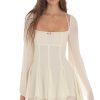 Clothing LUCY IN THE SKY | Chiffon Flare Sleeve A-Line Dress In Cream | Lucy In The Sky