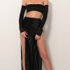 Clothing LUCY IN THE SKY | Milan Maxi Set In Black Velvet Stripes | Lucy In The Sky