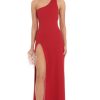 Clothing LUCY IN THE SKY | One Shoulder Side Slit Dress In Red | Lucy In The Sky