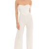 Clothing LUCY IN THE SKY | Femi Feather Strapless Corset Jumpsuit In White | Lucy In The Sky