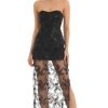 Clothing LUCY IN THE SKY | Idris Sequin Strapless Maxi Dress In Black | Lucy In The Sky