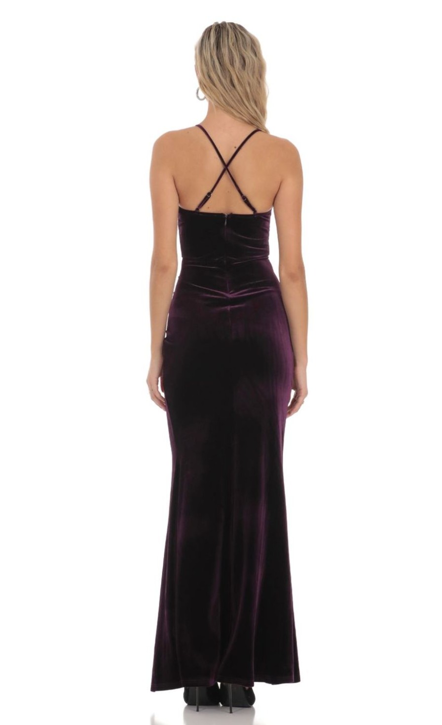 Clothing LUCY IN THE SKY | Velvet Corset Maxi Dress In Deep Purple | Lucy In The Sky