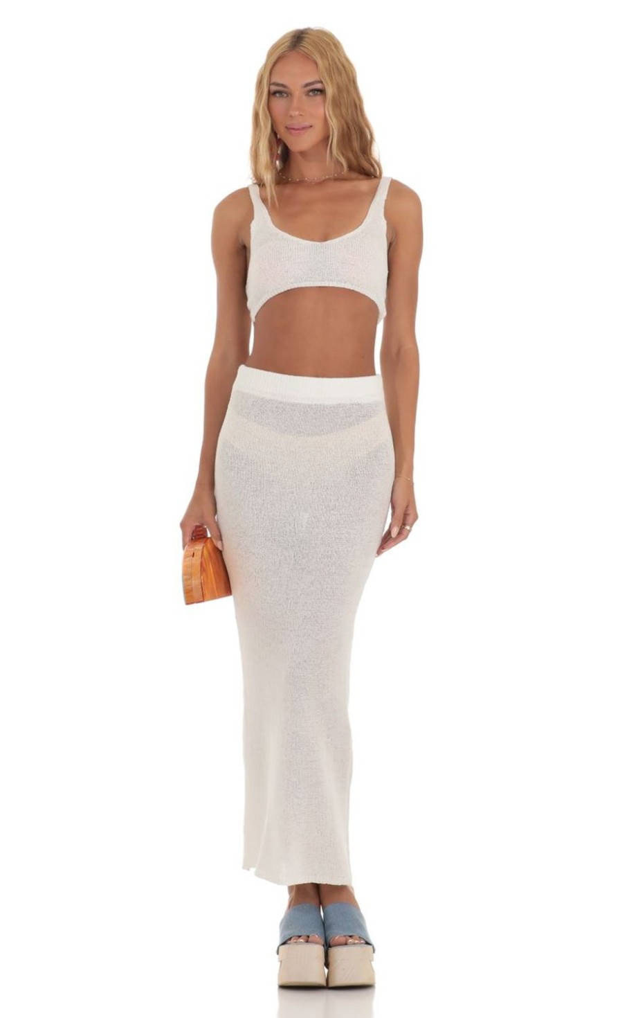 Clothing LUCY IN THE SKY | Loreta Crochet Two Piece Set In White | Lucy In The Sky