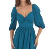 Clothing LUCY IN THE SKY | Puff Sleeve Twist Dress In Blue | Lucy In The Sky