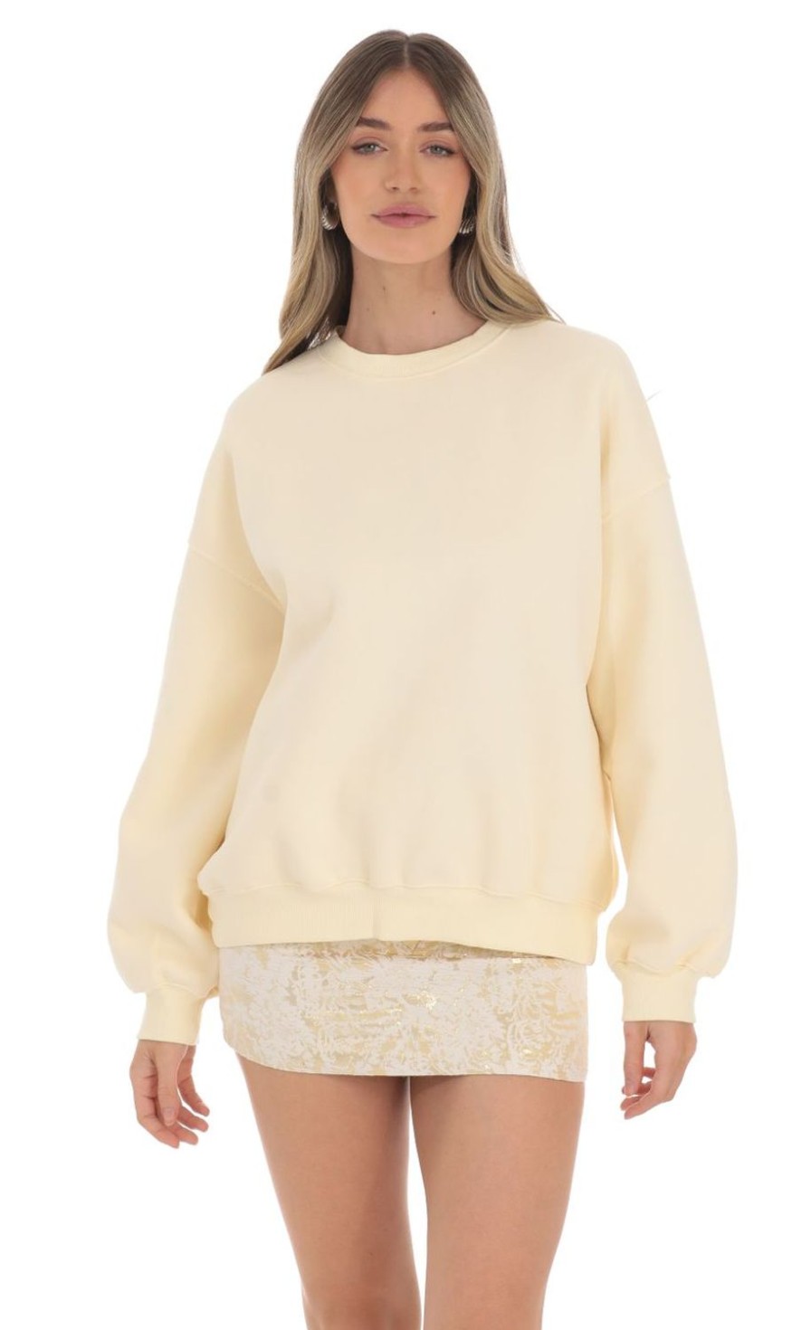 Clothing LUCY IN THE SKY | Fleece Jumper In Cream | Lucy In The Sky