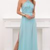 Clothing LUCY IN THE SKY | Coralynn Halter Lace Dress In Aqua | Lucy In The Sky