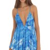 Clothing LUCY IN THE SKY | Jaylyn Flare Romper In Blue Swirl | Lucy In The Sky