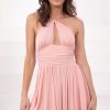 Clothing LUCY IN THE SKY | Rosalie Pleated Halter Dress In Peach | Lucy In The Sky