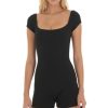 Clothing LUCY IN THE SKY | Aleena Ribbed Bodycon Romper In Black | Lucy In The Sky