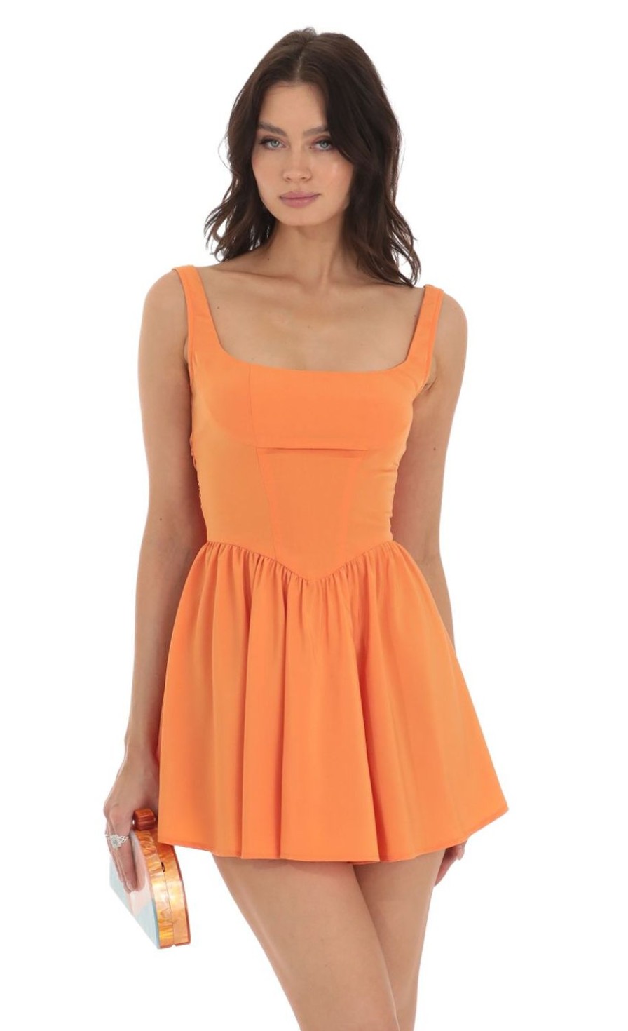 Clothing LUCY IN THE SKY | Indiana Mini Dress In Orange | Lucy In The Sky