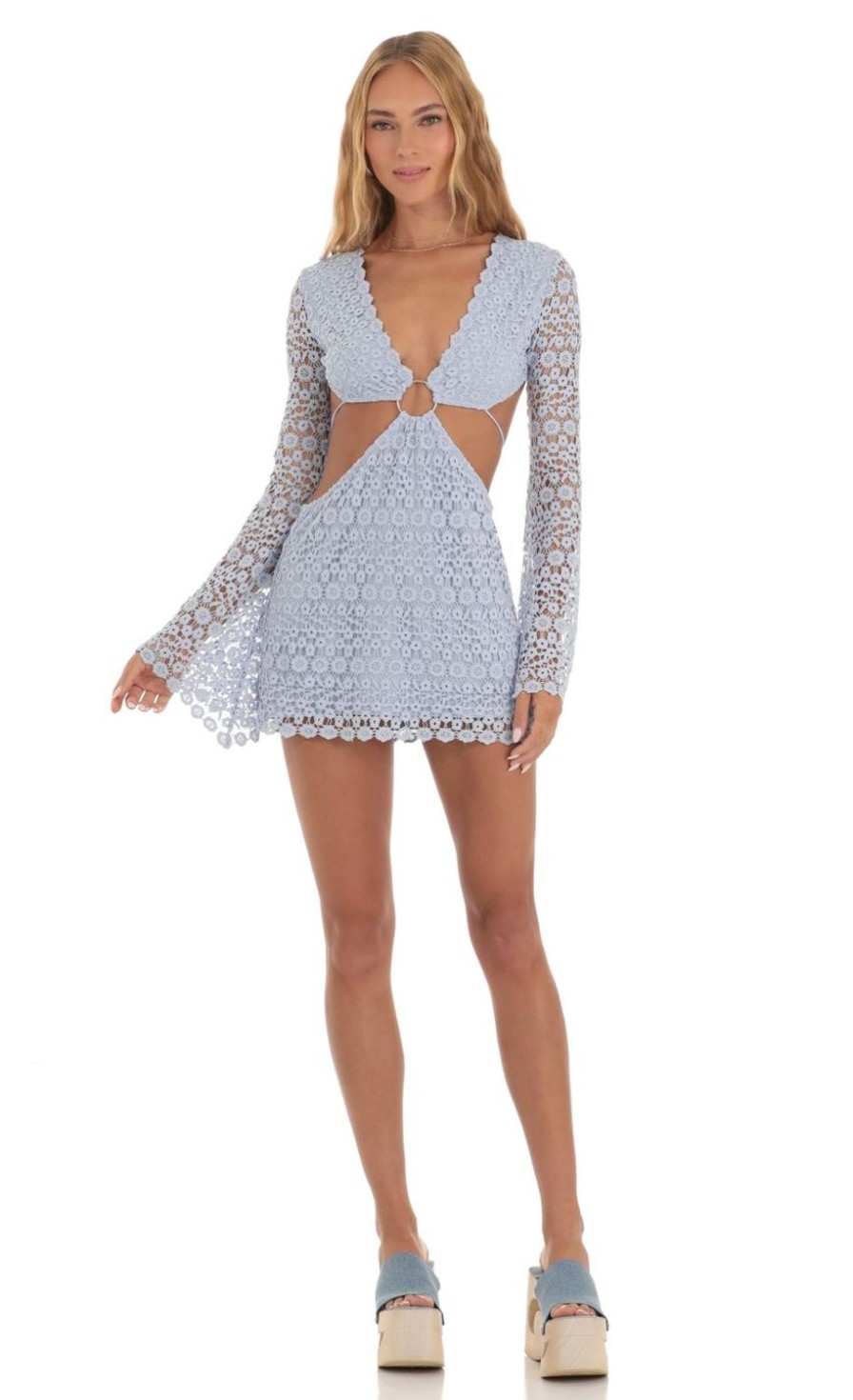 Clothing LUCY IN THE SKY | Ethelyn Cut-Out Mini Dress In Blue | Lucy In The Sky