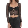 Clothing LUCY IN THE SKY | Mesh Pattern Top In Black | Lucy In The Sky